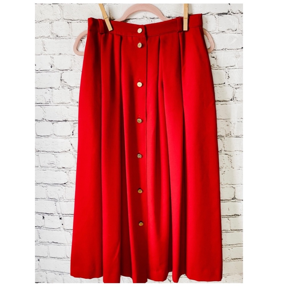 ***SOLD*** Vintage Louben red wool A-line skirt